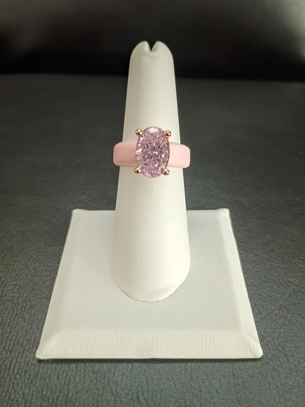 Pink Oval CZ Silicone Ring Rose Gold Size 7 NWT